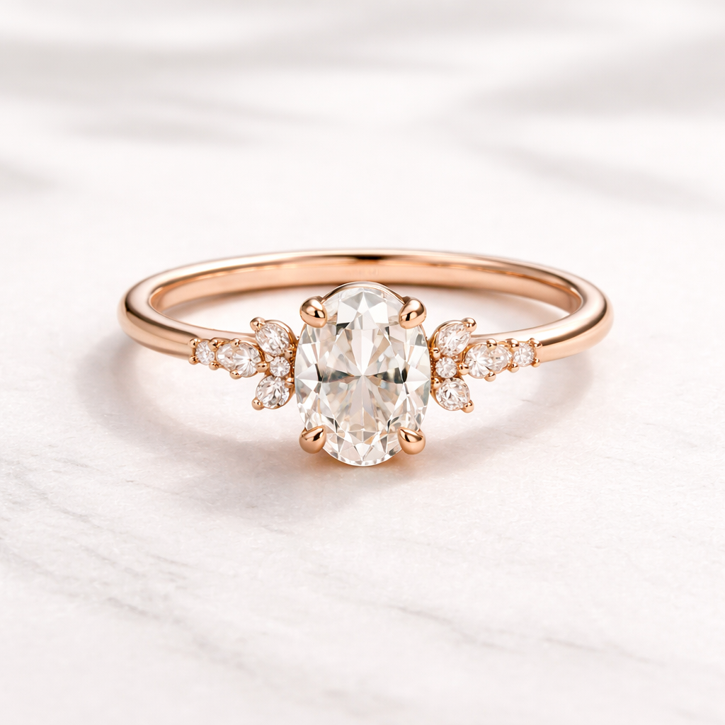 1.15 Karat IGI Sertifikalı Vintage Oval Lab Pırlanta Tektaş Yüzük