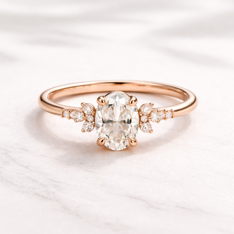 1.15 Karat IGI Sertifikalı Vintage Oval Lab Pırlanta Tektaş Yüzük