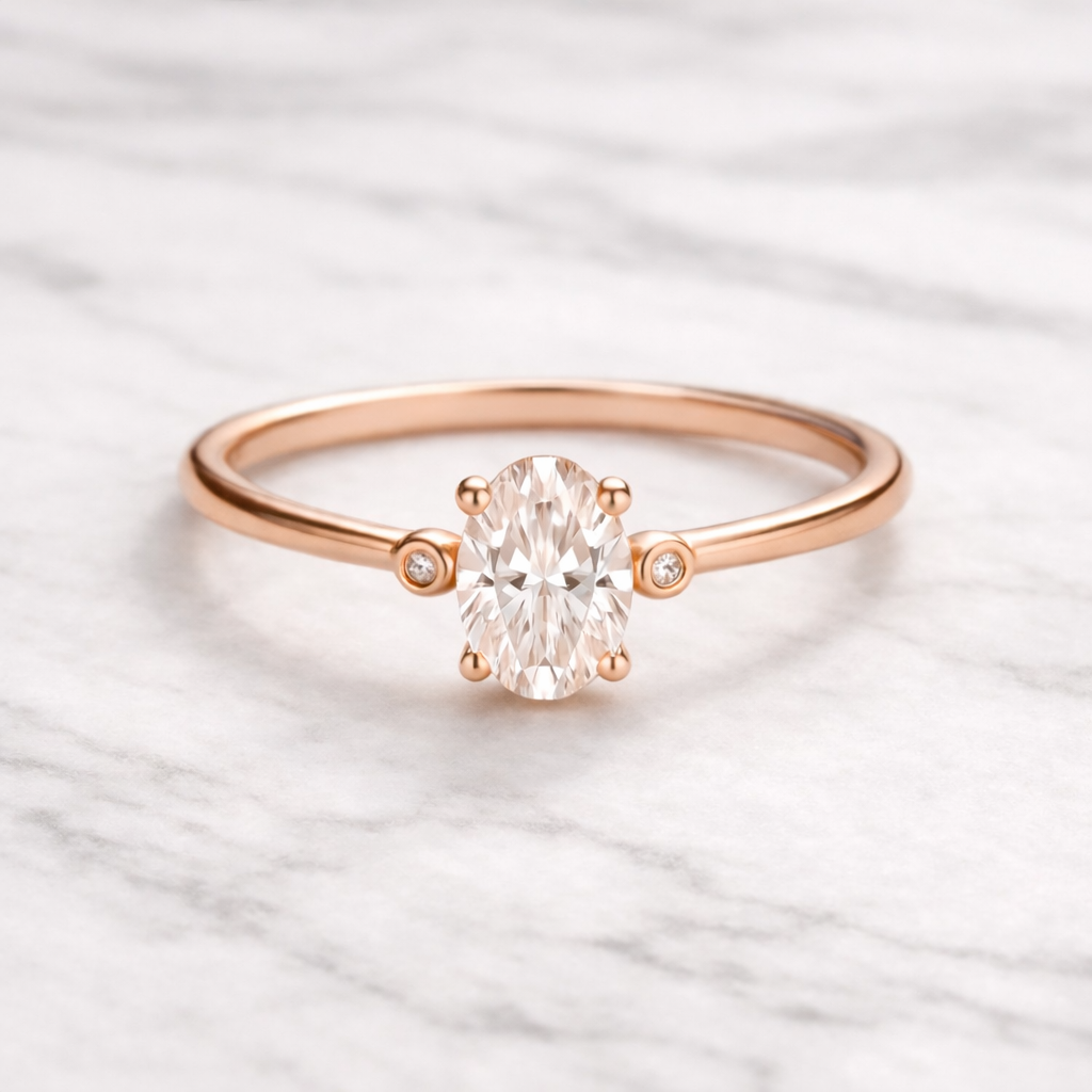 0.75 Karat IGI Sertifikalı Vintage Oval Lab Pırlanta Tektaş Yüzük