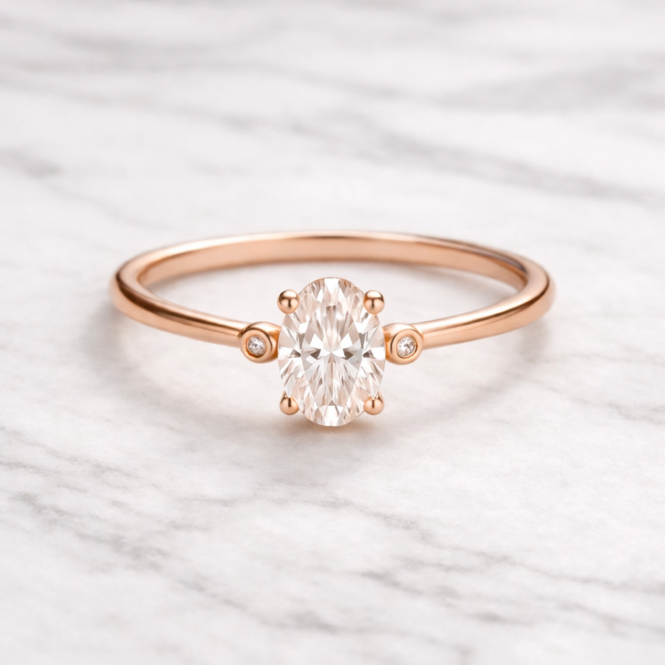 0.75 Karat IGI Sertifikalı Vintage Oval Lab Pırlanta Tektaş Yüzük