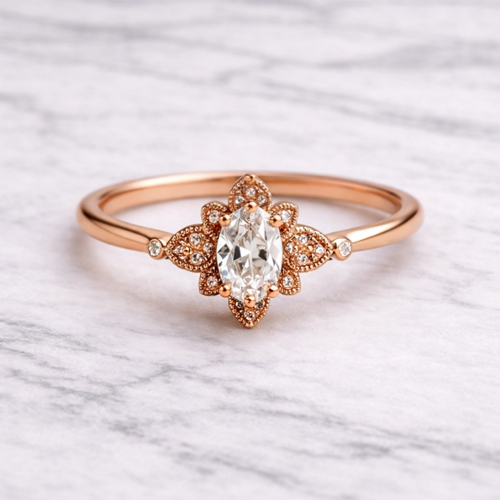 0.50 Karat IGI Sertifikalı Vintage Oval Lab Pırlanta Tektaş Yüzük