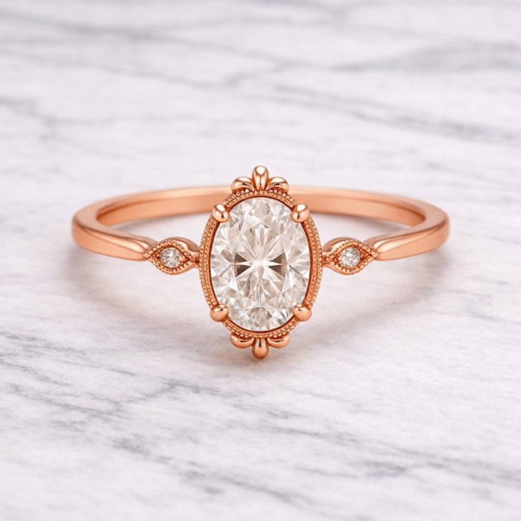 0.72 Karat IGI Sertifikalı Vintage Lab Pırlanta Tektaş Yüzük