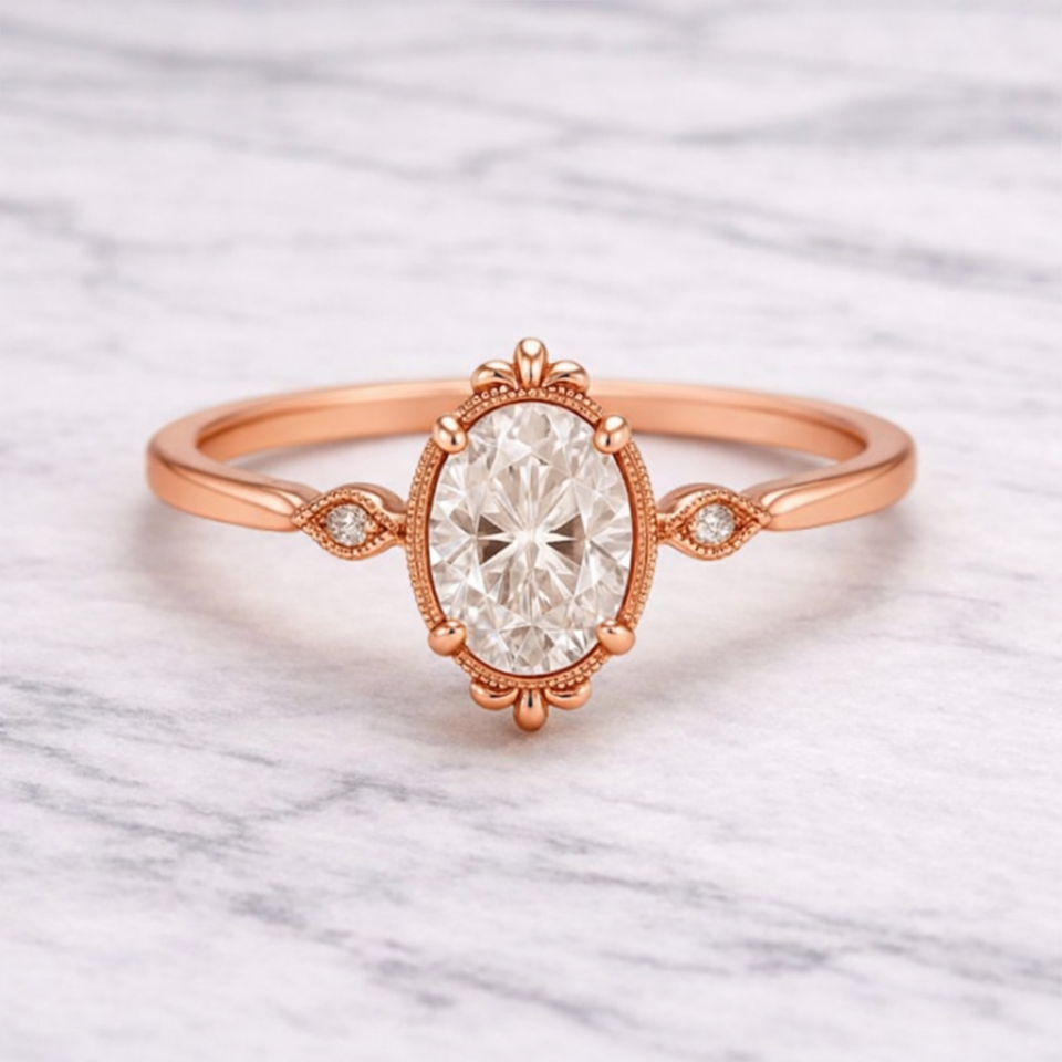 0.72 Karat IGI Sertifikalı Vintage Lab Pırlanta Tektaş Yüzük