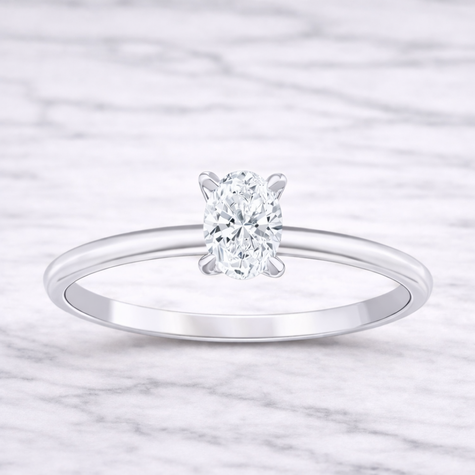 0.60 Karat IGI Sertifikalı Oval Lab Pırlanta Tektaş Yüzük