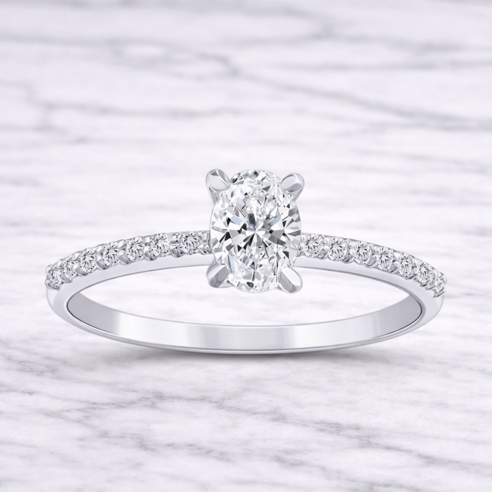 0.70 Karat IGI Sertifikalı Oval Lab Pırlanta Tektaş Yüzük