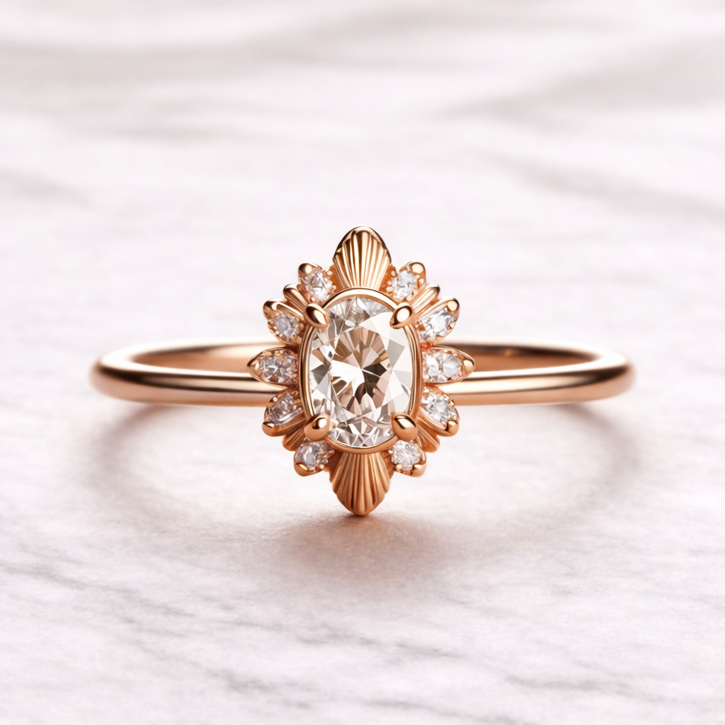 0.50 Karat IGI Sertifikalı Vintage Oval Lab Pırlanta Tektaş Yüzük