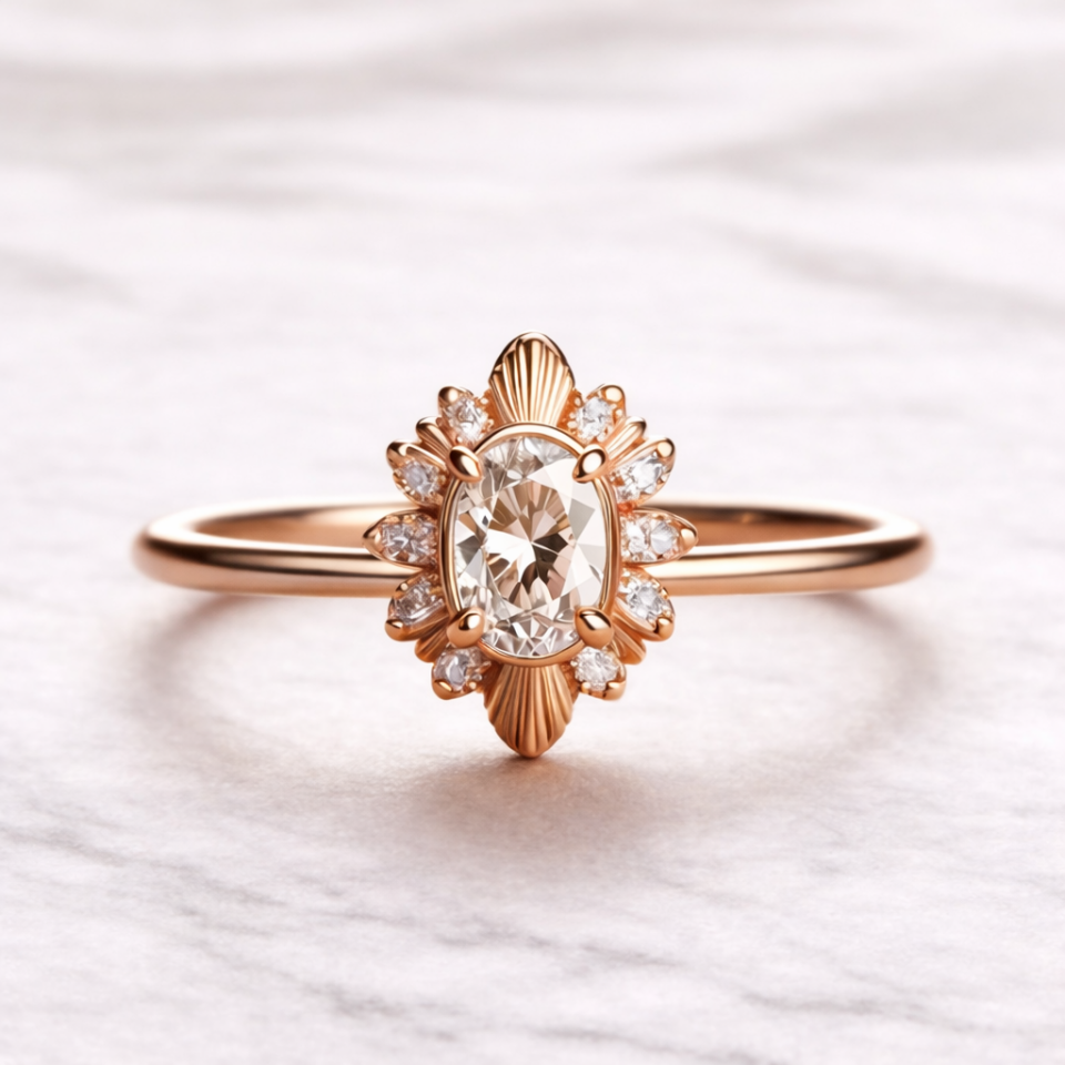 0.50 Karat IGI Sertifikalı Vintage Oval Lab Pırlanta Tektaş Yüzük