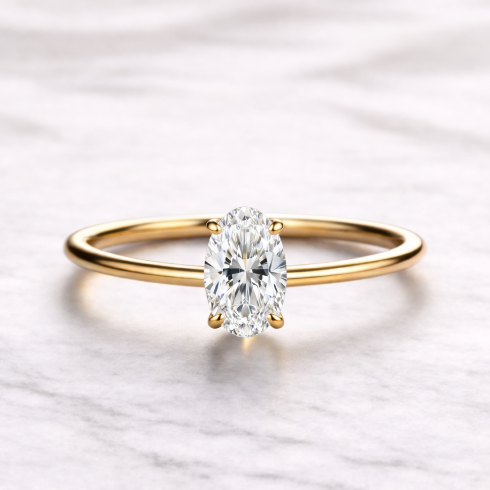 0.70 Karat IGI Sertifikalı Oval Lab Pırlanta Tektaş Yüzük