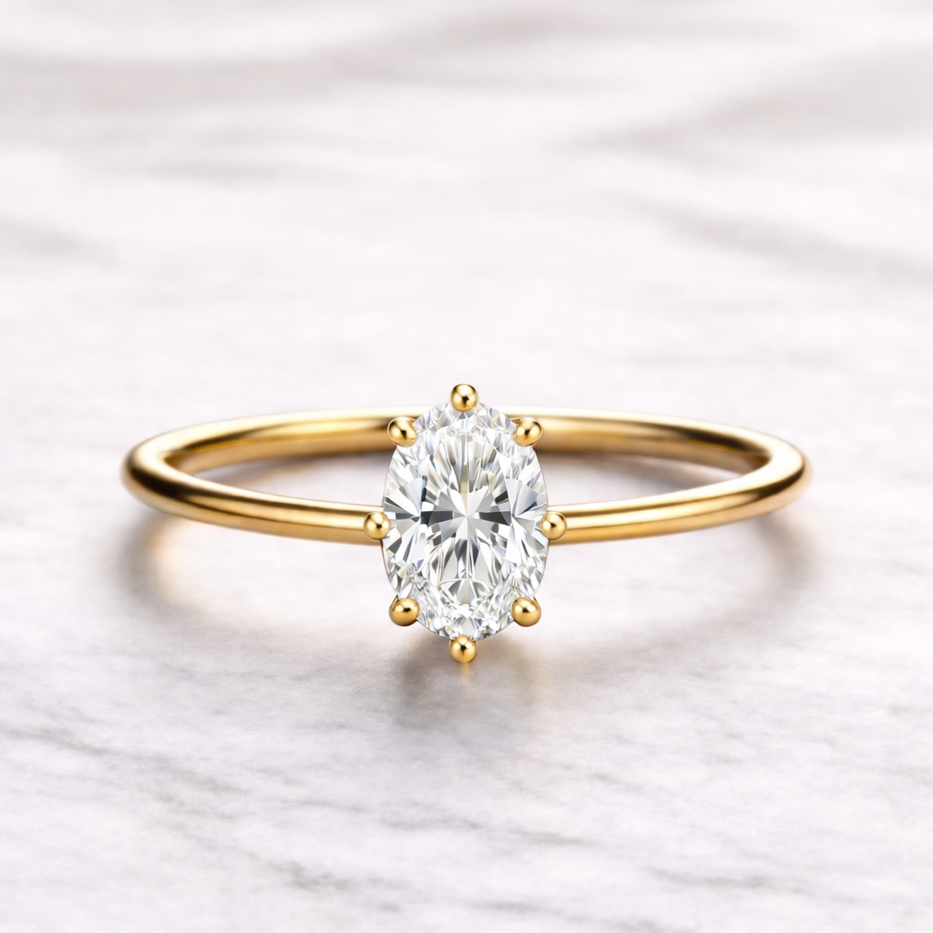 0.70 Karat IGI Sertifikalı Oval Lab Pırlanta Tektaş Yüzük