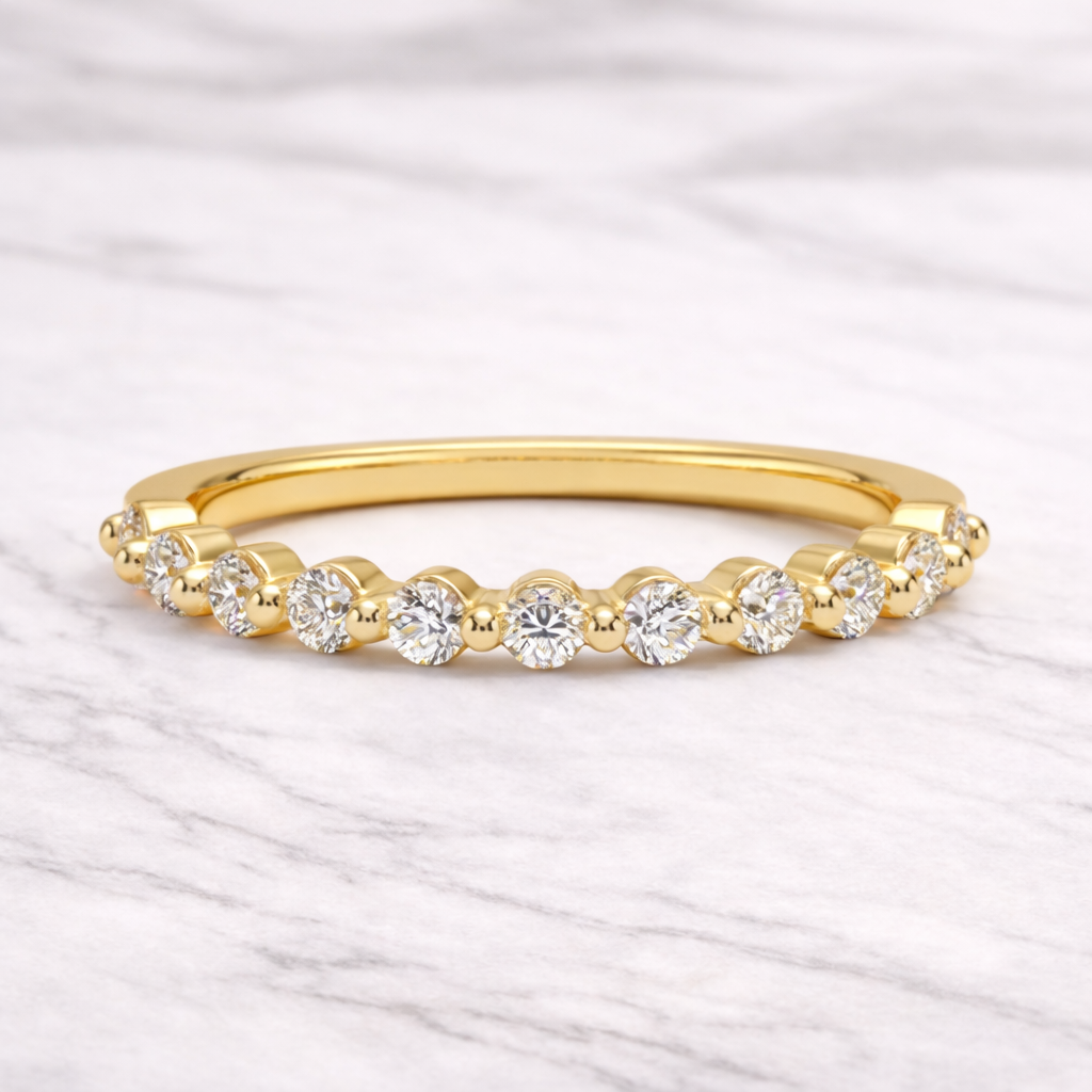 0.30 Karat Vintage Lab Pırlanta Yarımtur Yüzük