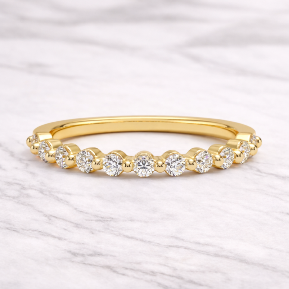 0.30 Karat Vintage Lab Pırlanta Yarımtur Yüzük