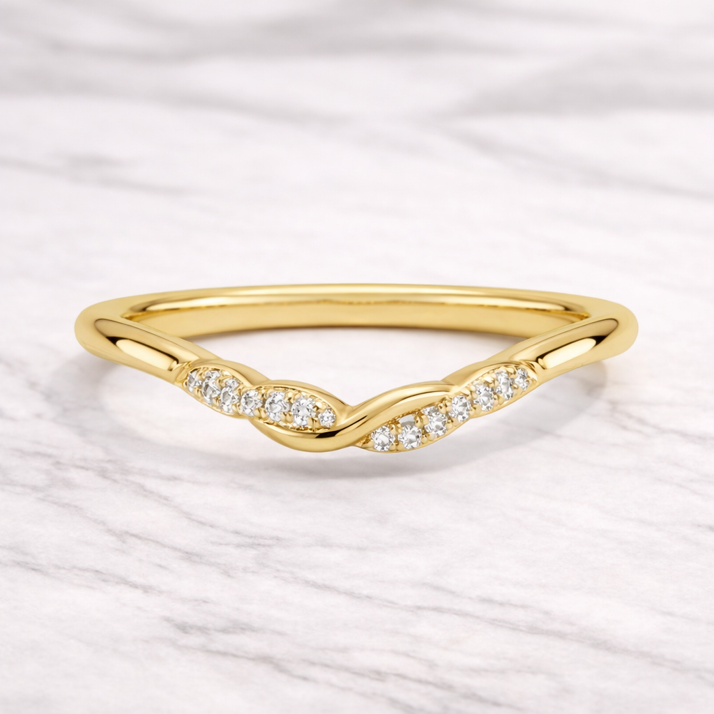 0.10 Karat Vintage Lab Pırlanta Yarımtur Yüzük