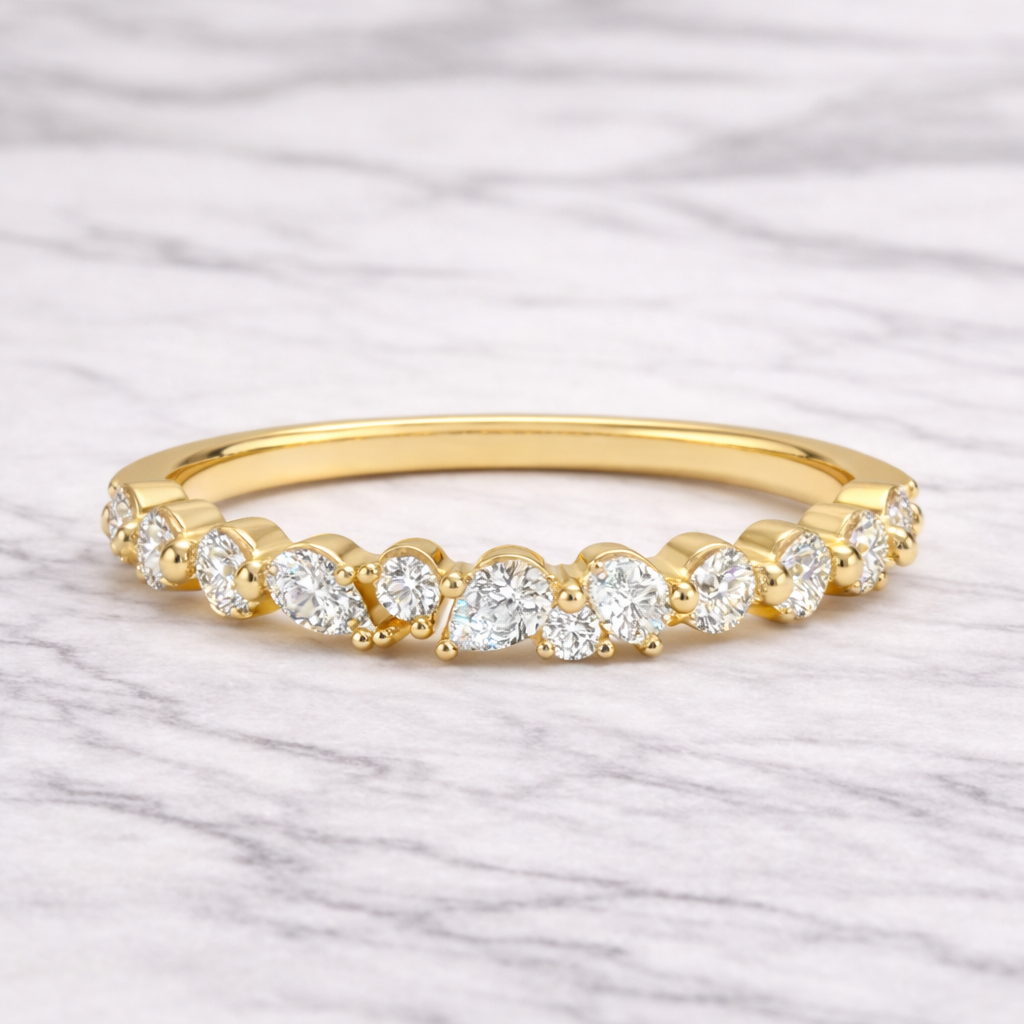 0.50 Karat Vintage Lab Pırlanta Yarımtur Yüzük