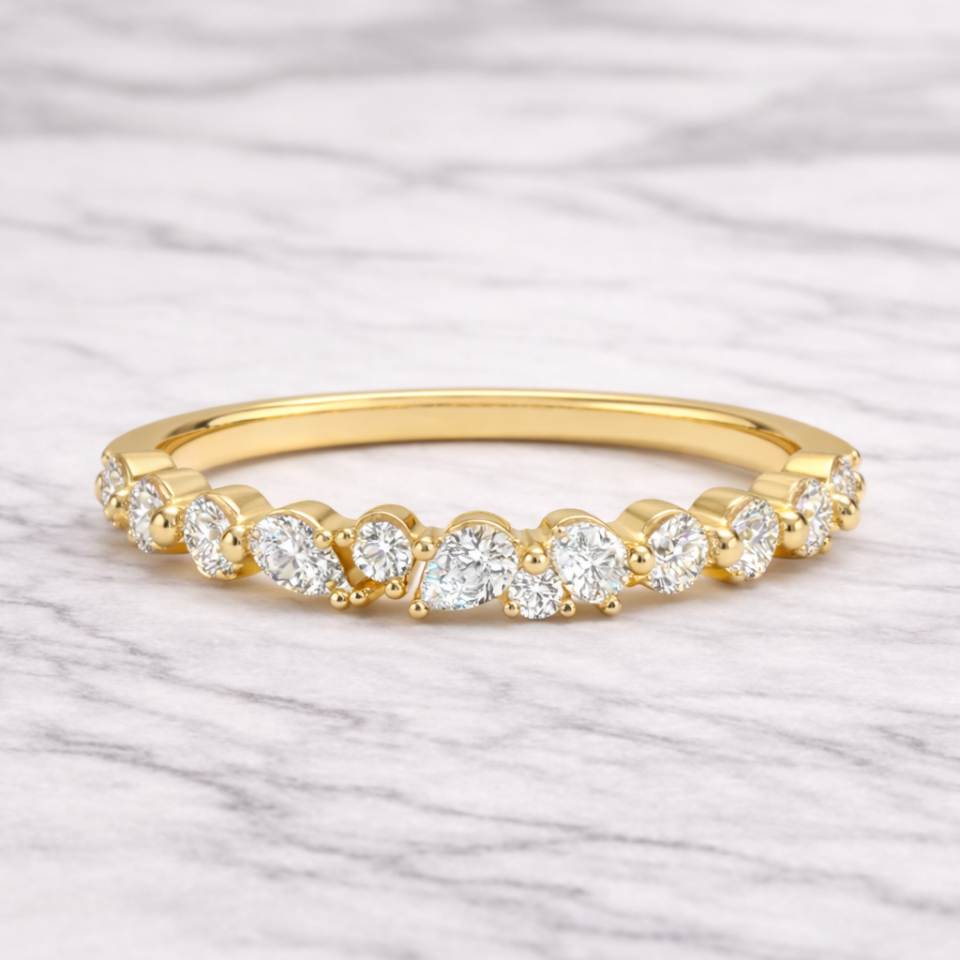 0.50 Karat Vintage Lab Pırlanta Yarımtur Yüzük