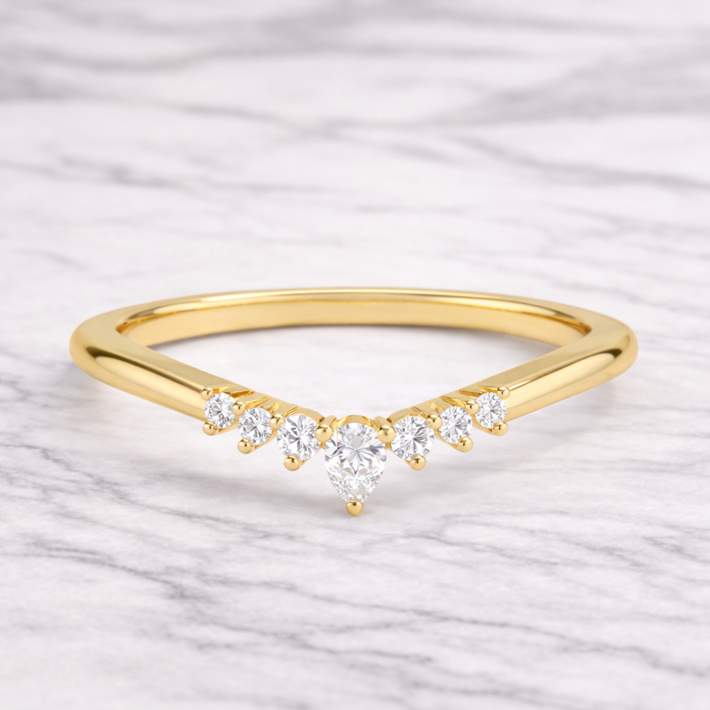 0.10 Karat Vintage Lab Pırlanta Yarımtur Yüzük