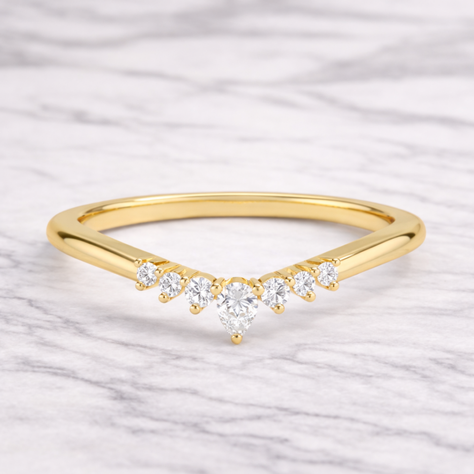 0.10 Karat Vintage Lab Pırlanta Yarımtur Yüzük