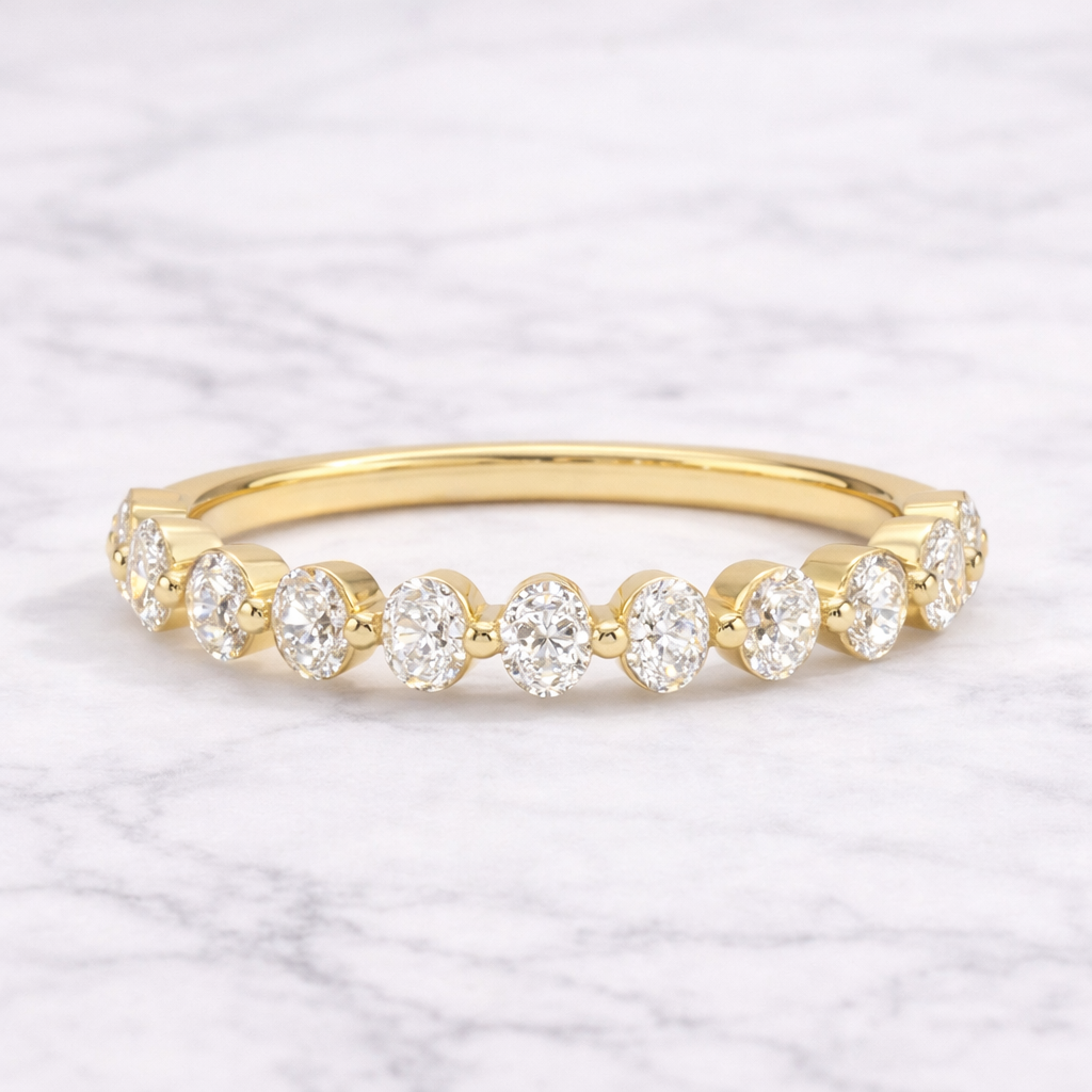 0.50 Karat Vintage Lab Pırlanta Yarımtur Yüzük