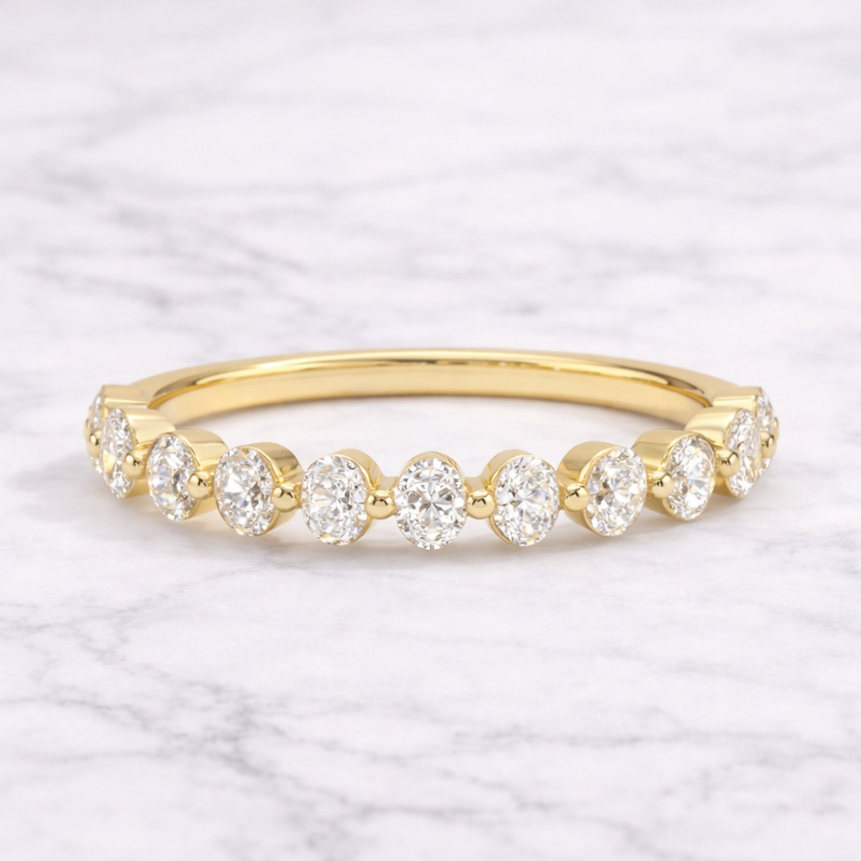 0.50 Karat Vintage Lab Pırlanta Yarımtur Yüzük