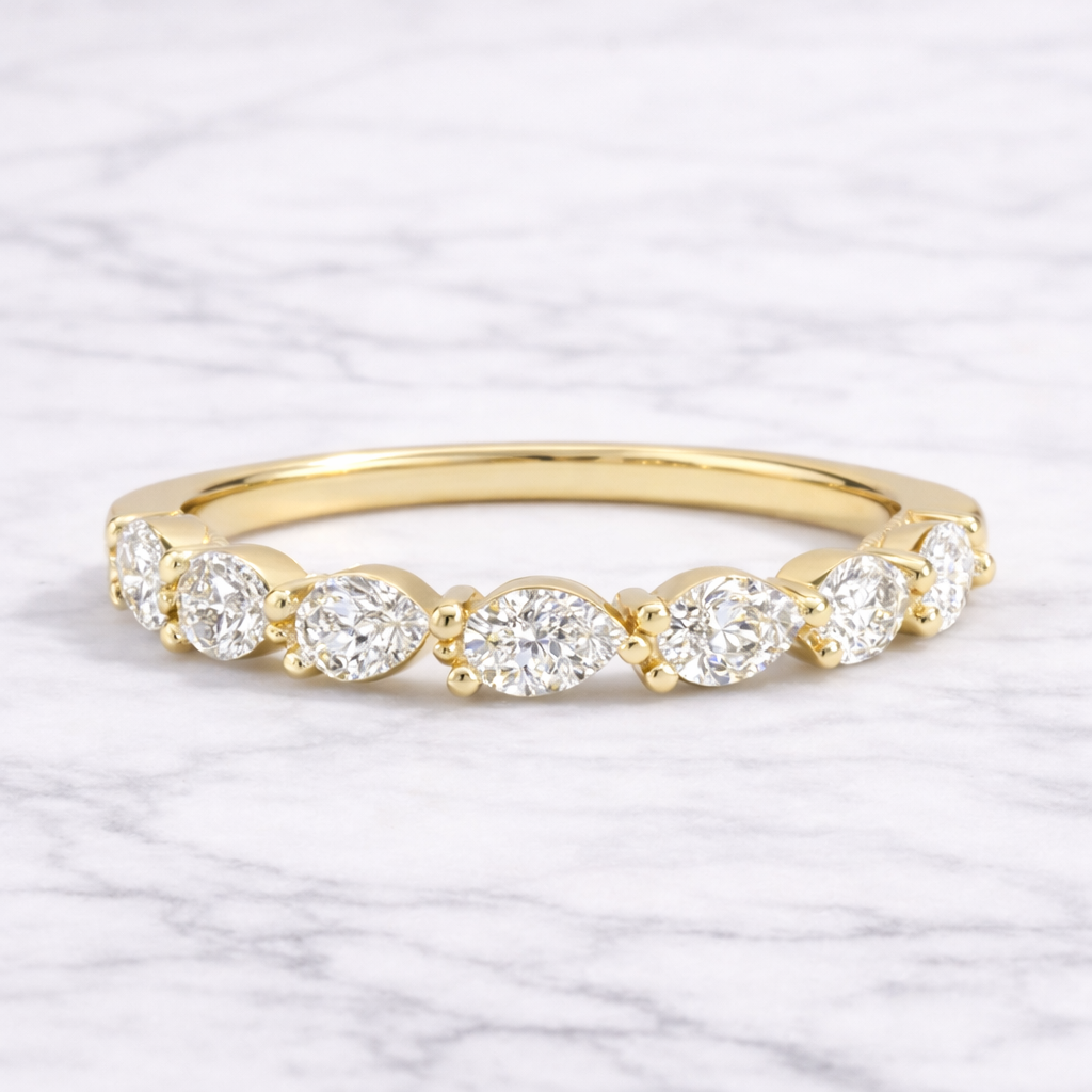 0.60 Karat Vintage Lab Pırlanta Yarımtur Yüzük