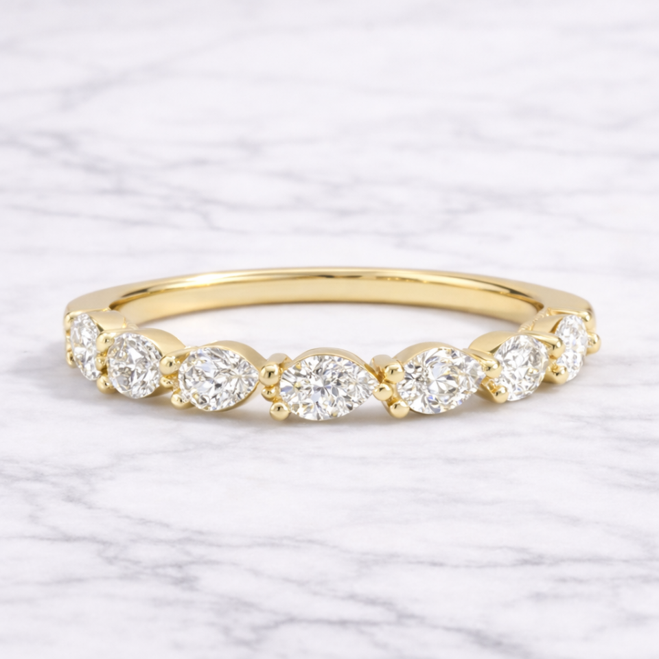 0.60 Karat Vintage Lab Pırlanta Yarımtur Yüzük