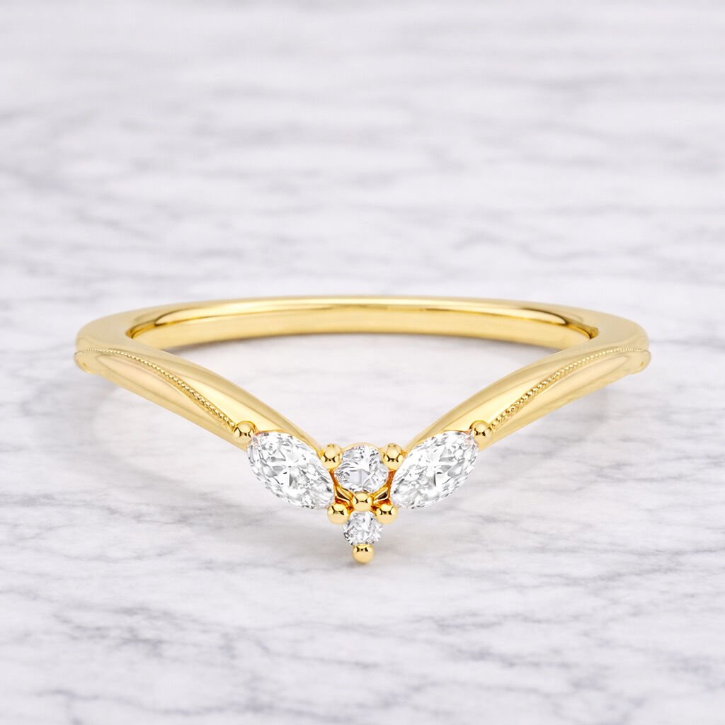 0.10 Karat Vintage Lab Pırlanta Yarımtur Yüzük