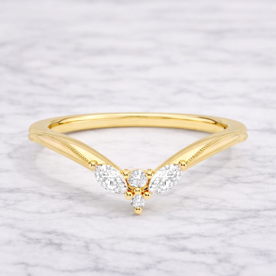 0.10 Karat Vintage Lab Pırlanta Yarımtur Yüzük