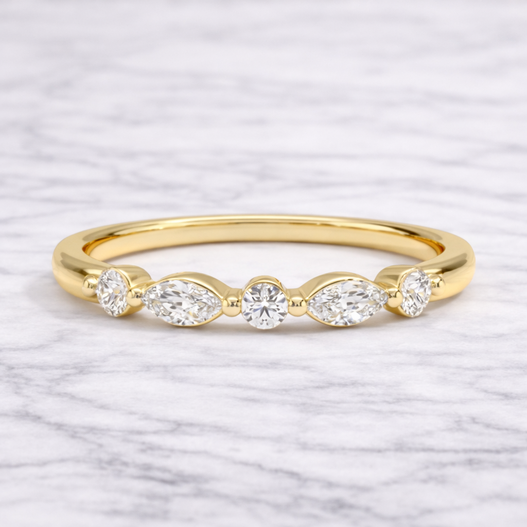 0.20 Karat Vintage Lab Pırlanta Yarımtur Yüzük