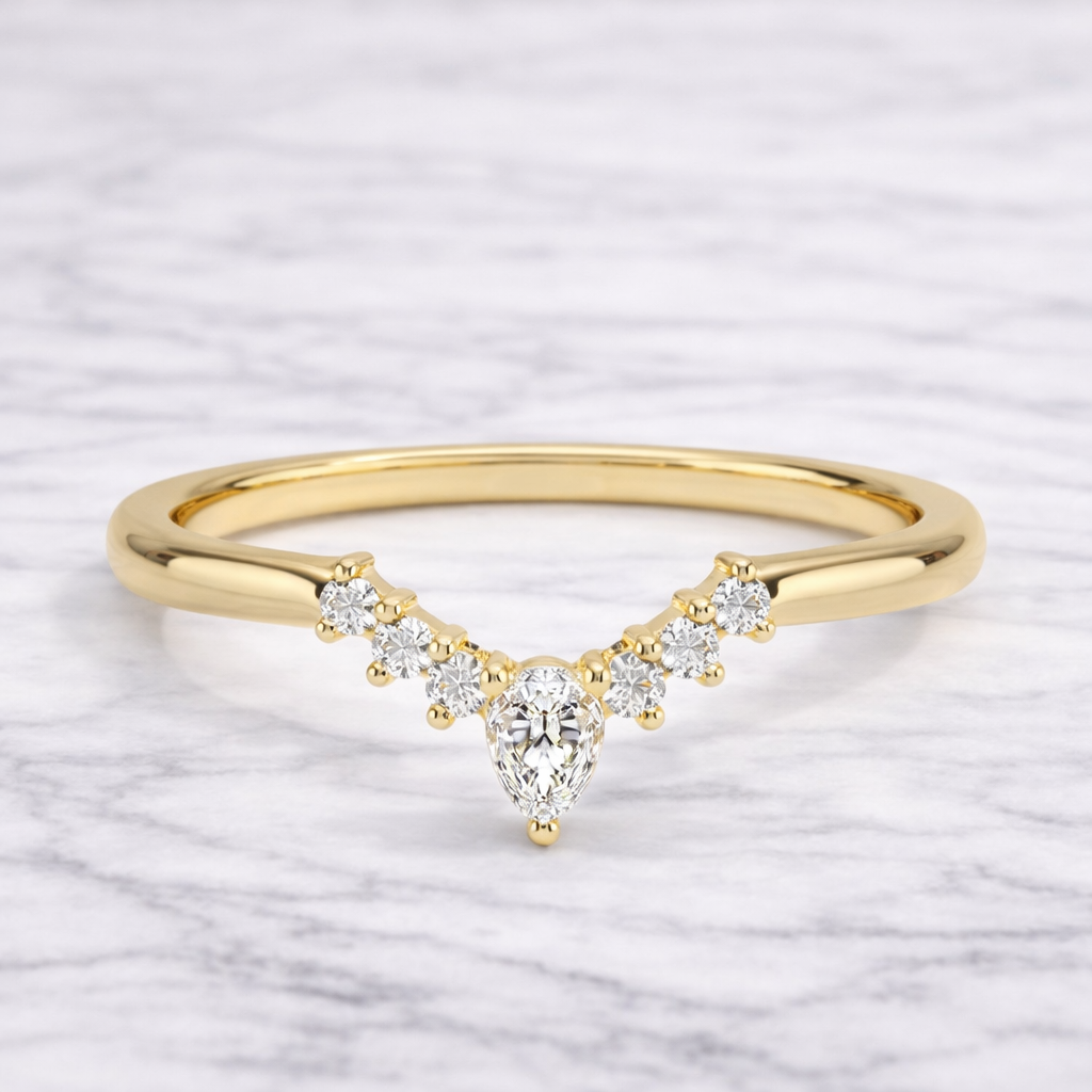 0.25 Karat Vintage Lab Pırlanta Yarımtur Yüzük