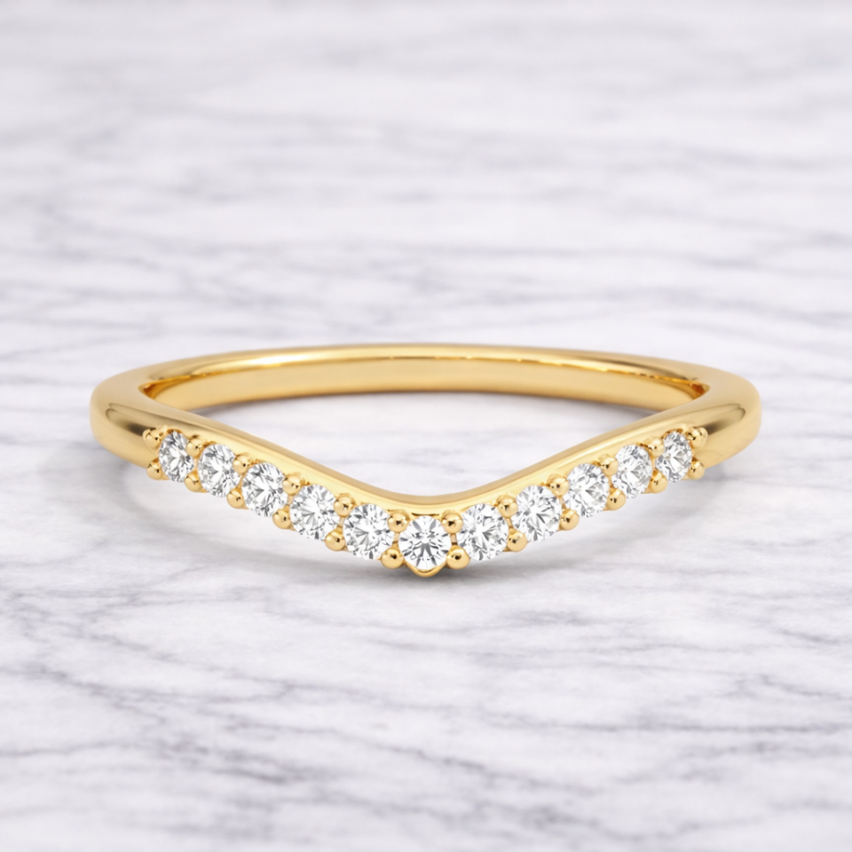 0.20 Karat Vintage Lab Pırlanta Yarımtur Yüzük