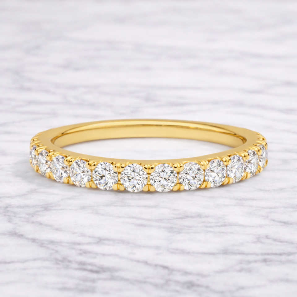 1.20 Karat Vintage Lab Pırlanta Yarımtur Yüzük