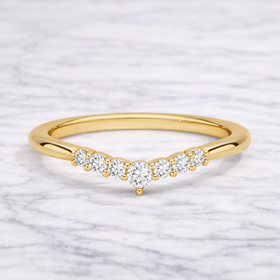 0.10 Karat Vintage Lab Pırlanta Yarımtur Yüzük