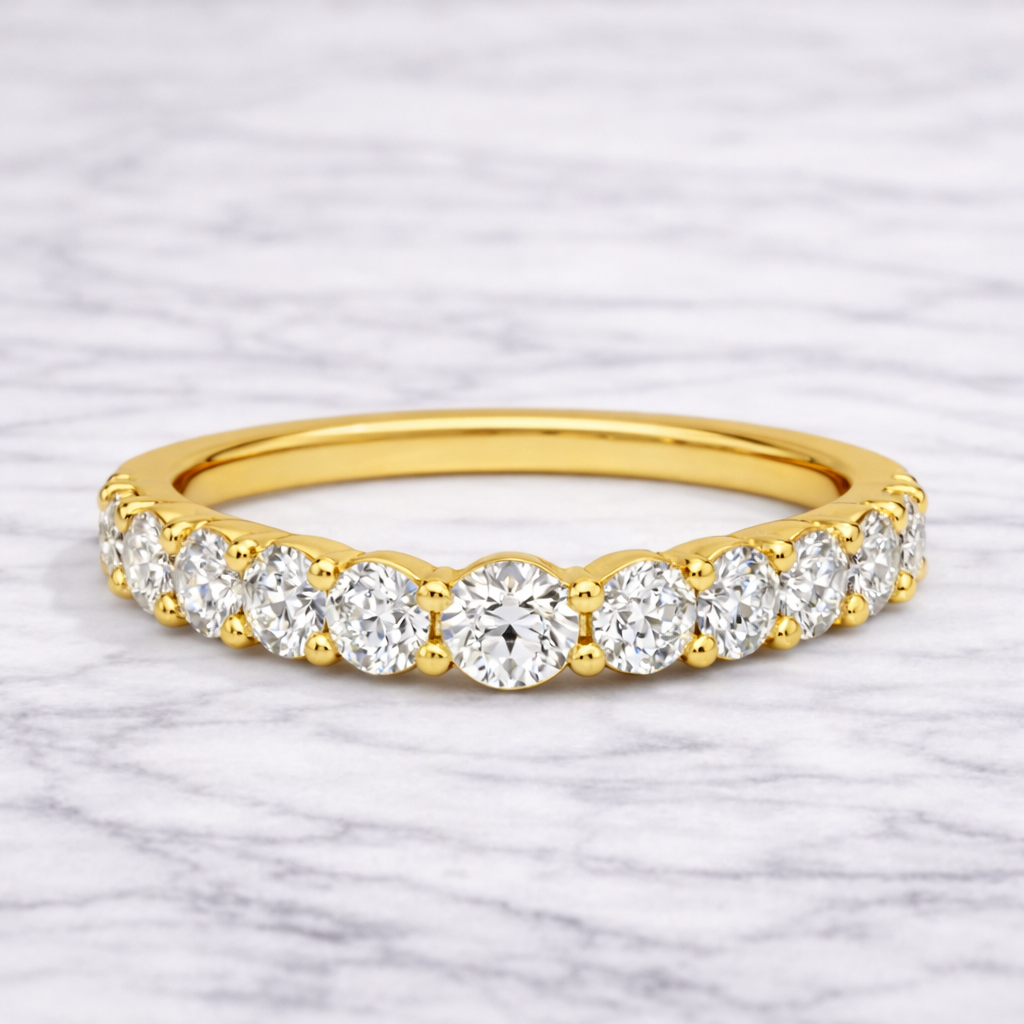 0.80 Karat Vintage Lab Pırlanta Yarımtur Yüzük