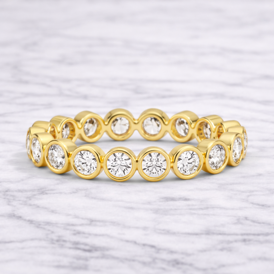 1.00 Karat Vintage Lab Pırlanta Yarımtur Yüzük