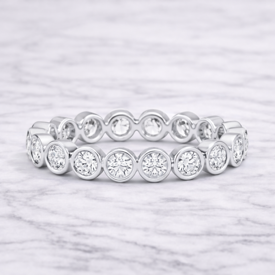 1.00 Karat Vintage Lab Pırlanta Yarımtur Yüzük