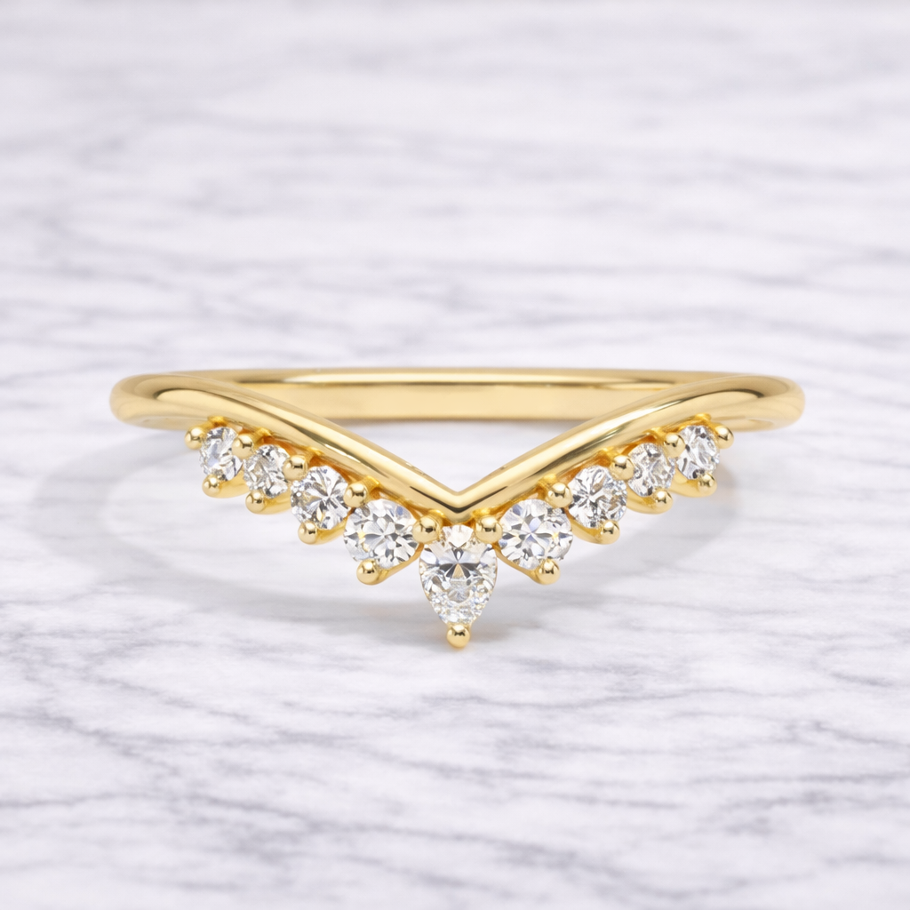 0.20 Karat Vintage Lab Pırlanta Yarımtur Yüzük