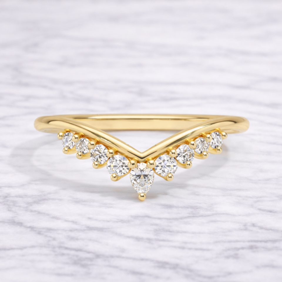 0.20 Karat Vintage Lab Pırlanta Yarımtur Yüzük