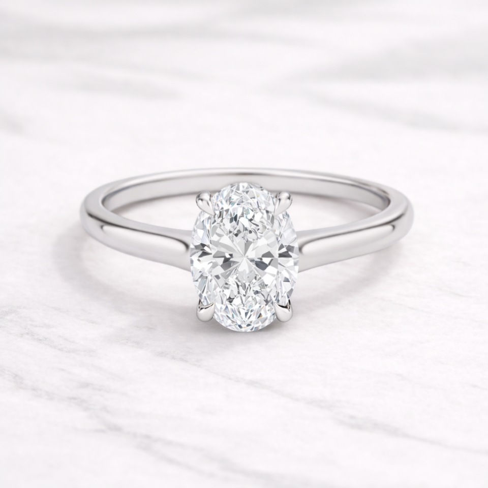 1.00 Karat IGI Sertifikalı Oval Lab Pırlanta Tektaş Yüzük