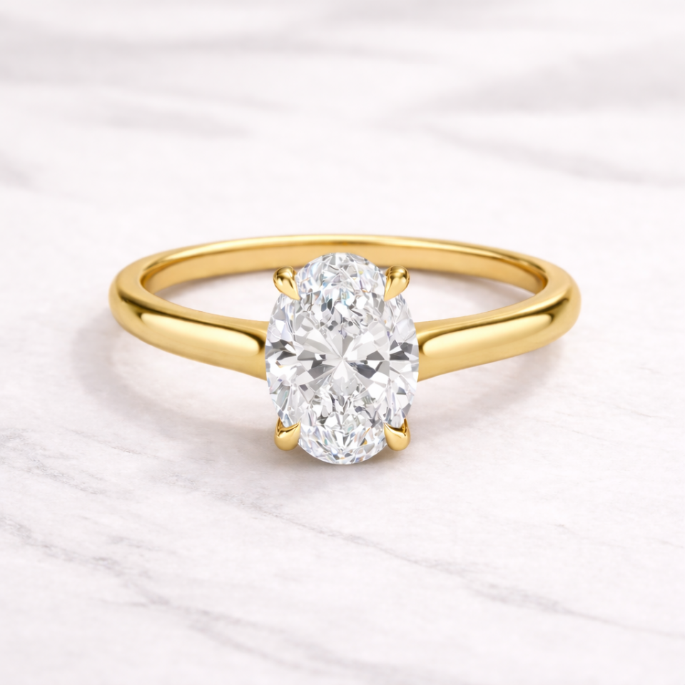 1.00 Karat IGI Sertifikalı Oval Lab Pırlanta Tektaş Yüzük