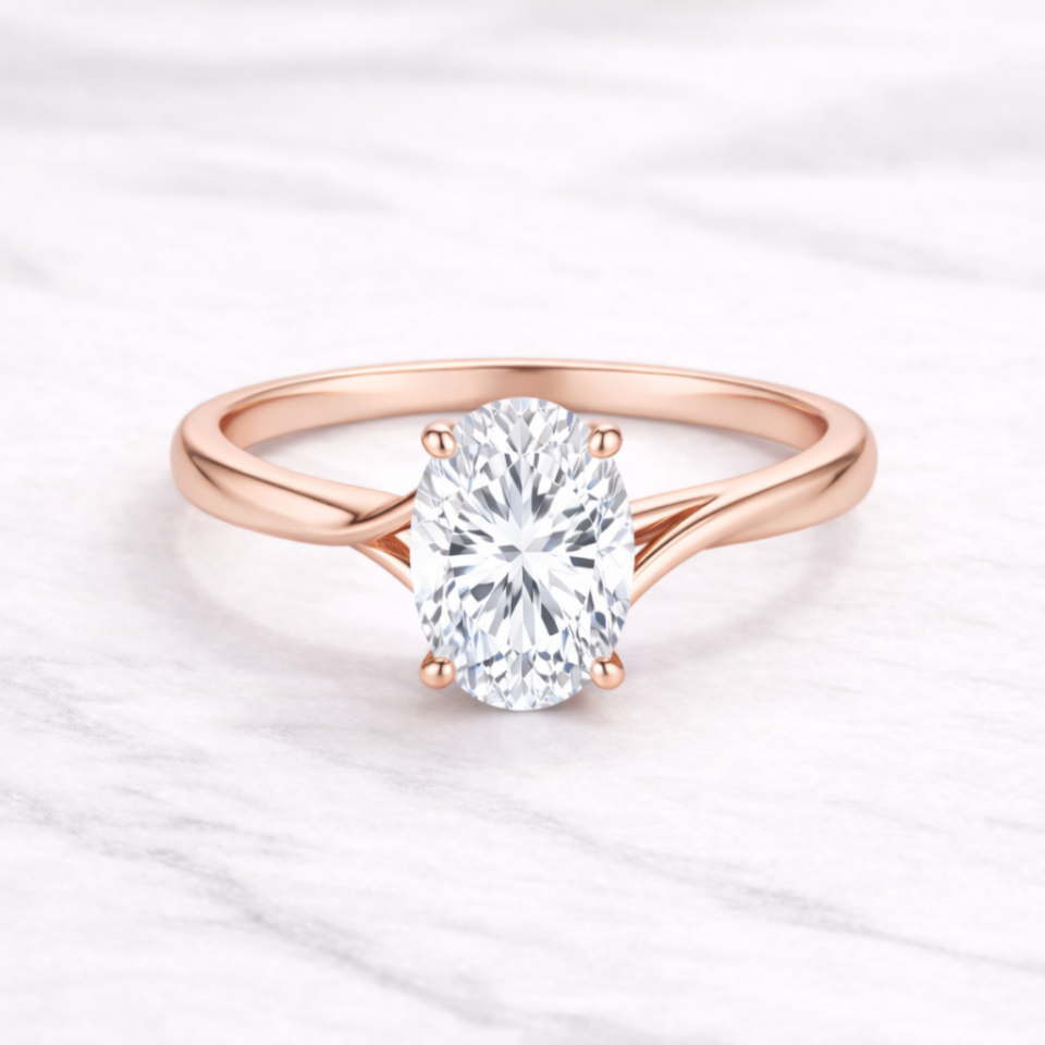 1.00 Karat IGI Sertifikalı Oval Lab Pırlanta Tektaş Yüzük