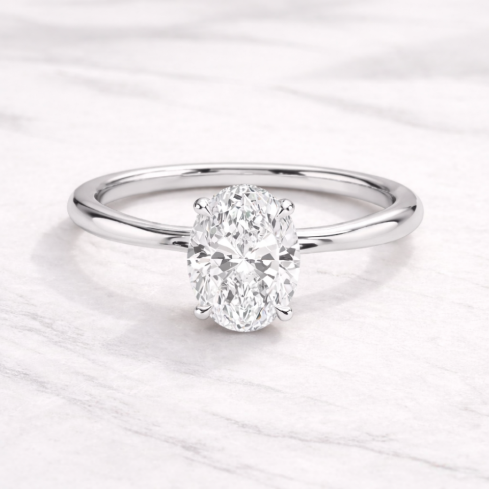 1.00 Karat IGI Sertifikalı Oval Lab Pırlanta Tektaş Yüzük