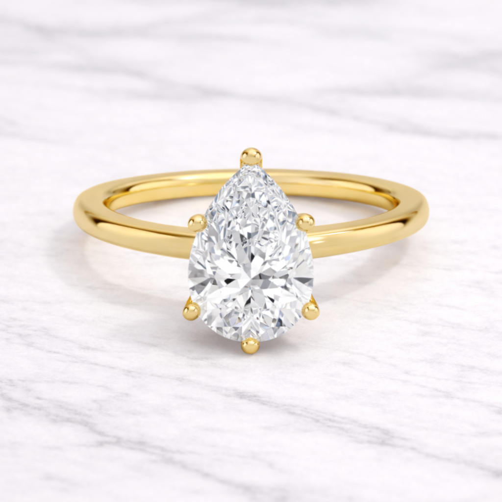 1.00 Karat IGI Sertifikalı Damla Lab Pırlanta Tektaş Yüzük