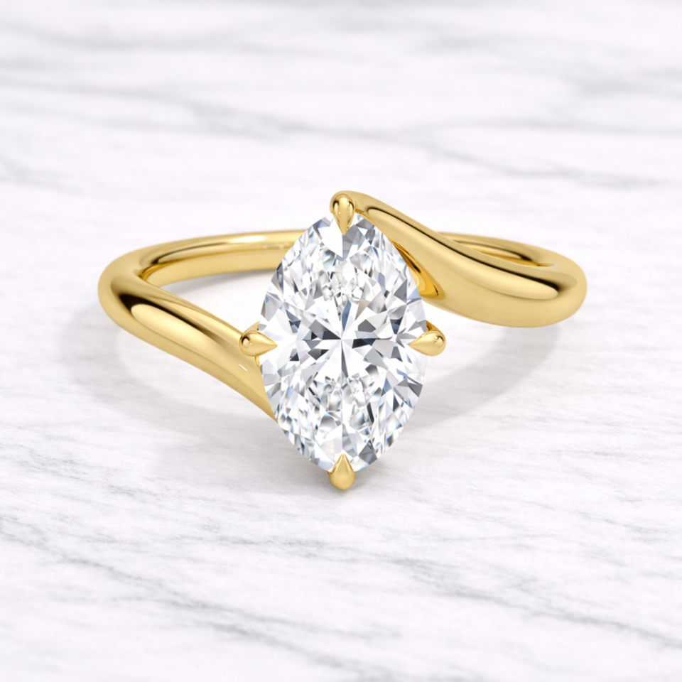 1.00 Karat IGI Sertifikalı Markiz Lab Pırlanta Tektaş Yüzük