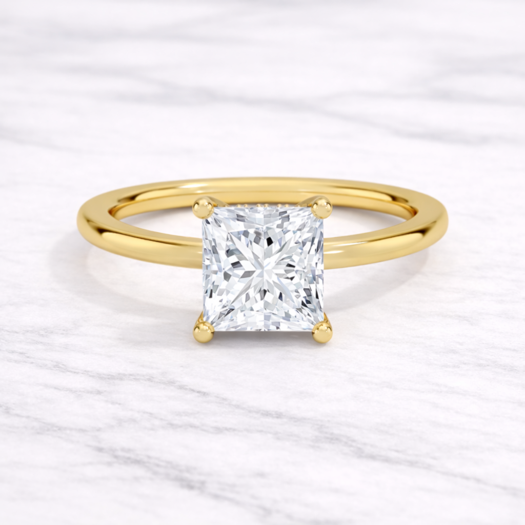 1.00 Karat IGI Sertifikalı Prenses Lab Pırlanta Tektaş Yüzük