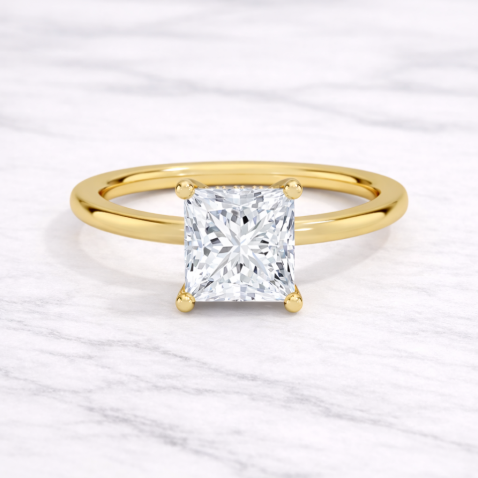 1.00 Karat IGI Sertifikalı Prenses Lab Pırlanta Tektaş Yüzük