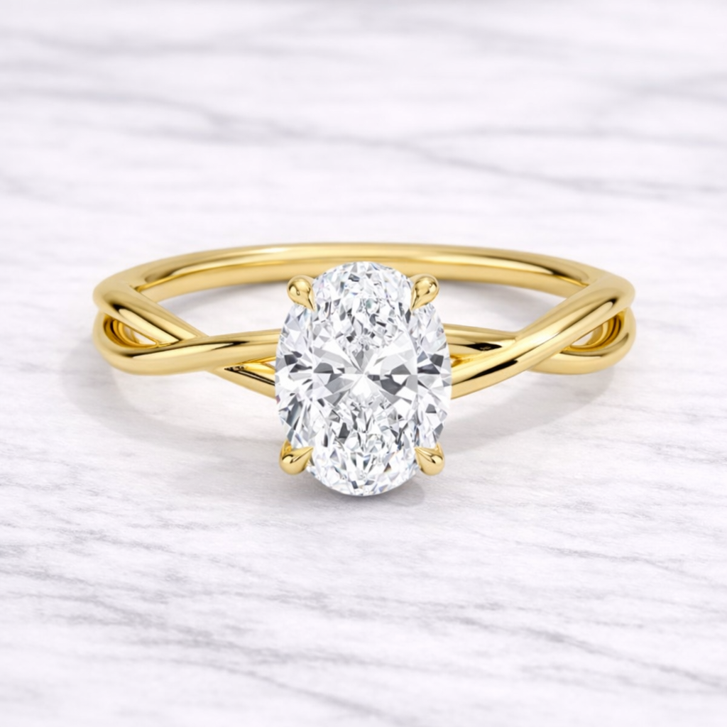 1.00 Karat IGI Sertifikalı Vintage Oval Lab Pırlanta Tektaş Yüzük