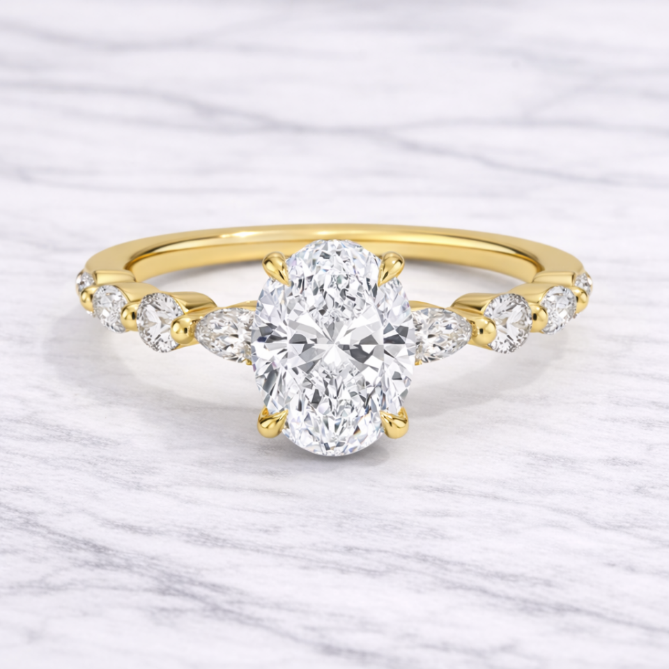 1.30 Karat IGI Sertifikalı Vintage Oval Lab Pırlanta Tektaş Yüzük