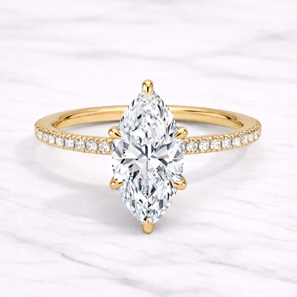 1.70 Karat IGI Sertifikalı Yuvarlak Markiz Pırlanta Tektaş Yüzük